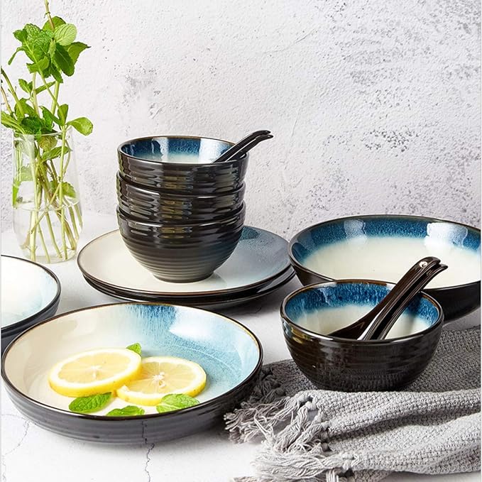 Dinner Plates Dishes Dinnerware Set -28 Piece Ceramic Plates and Bowls Set for 6Elegant Dinner Plate Sets