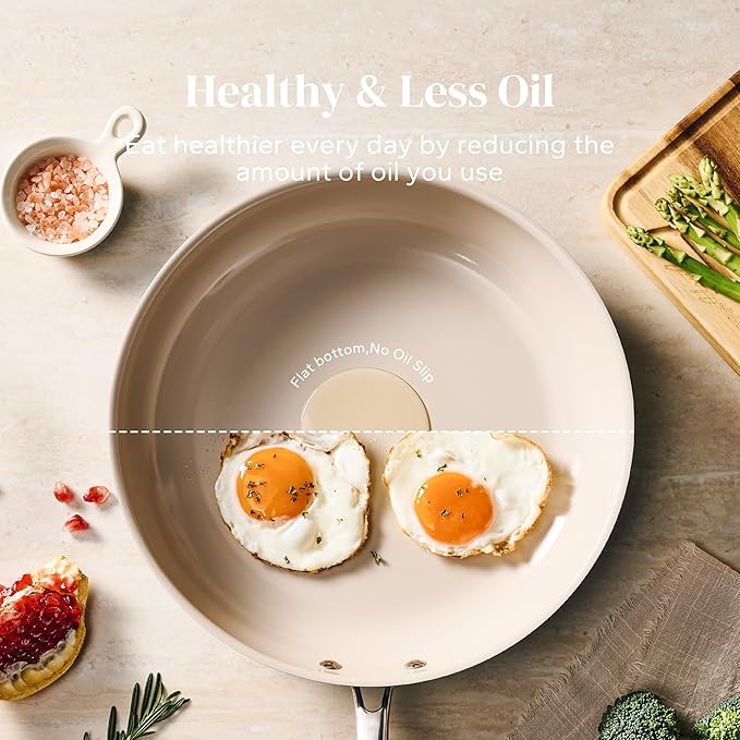 Redchef Non Stick Ceramic Frying Pan Set Non Toxic Ceramic Pans for Cooking 8 9.5 11 Skillet Set No PFAS &amp PTFE &amp PFOA with Stainless Steel Handle Dishwasher &amp Oven Safe Max up to 8