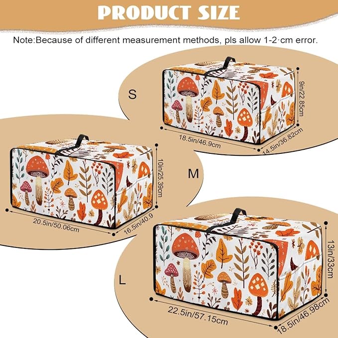 Mushroom Leaf Toaster Oven Cover Heavy Duty Heat-resistant Protective Case Faux Linen Polyester Protector with Handle &amp Pockets for Everyday Home Kitchens