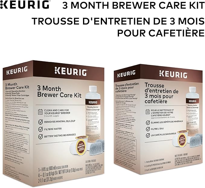 Keurig K-Mini Single Serve Coffee Maker &amp 3-Month Brewer Maintenance Kit Includes Descaling Solution Water Filter Cartridges &amp Rinse Pods Compatible Classic/1.0 &amp 2.0 K-Cup Coffee Makers