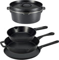 Amazon Basics Pre-Seasoned Cast Iron 5-Piece Cookware Set Oven Safe Cooks Evenly 14.17 x 12.2 x 10.63 in Black