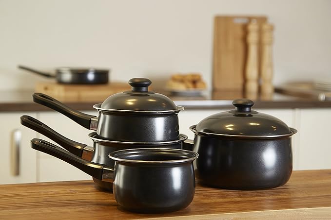 Premier Housewares Carbon Steel Belly Pan Set Black 5 Piece