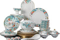 Fine Bone China Dinnerware Set Porcelain &amp Ceramic Dinnerware Sets Bone Stoneware &amp Ceramic Cookware Tableware Set Includes Dinner Plates|Spoons|Pasta Bowls (40PCS * 8-Person Set)