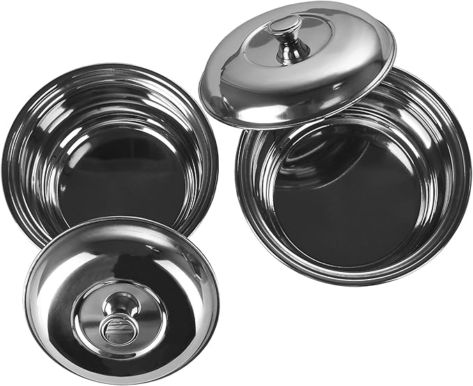 Sumeet Stainless Steel 2 Pieces Handi Pot Set 1.1 L 1.3 L 2 Piece (Steel) Mirror 1.1 liter