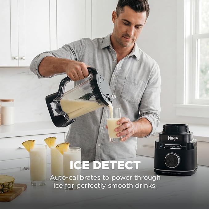 Ninja Kitchen System | All-in-One Food Processor &amp Blender | 8-Cup Bowl &amp (1) 24 oz. To-Go Cup BlendSense Tech | For Smoothies Cookie Dough Salsas Cole Slaw &amp More | 1800 Peak Watt | Bl
