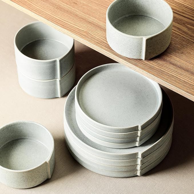 Stone Lain Bao 12-Piece Dinnerware Set Stoneware Blue-Grey