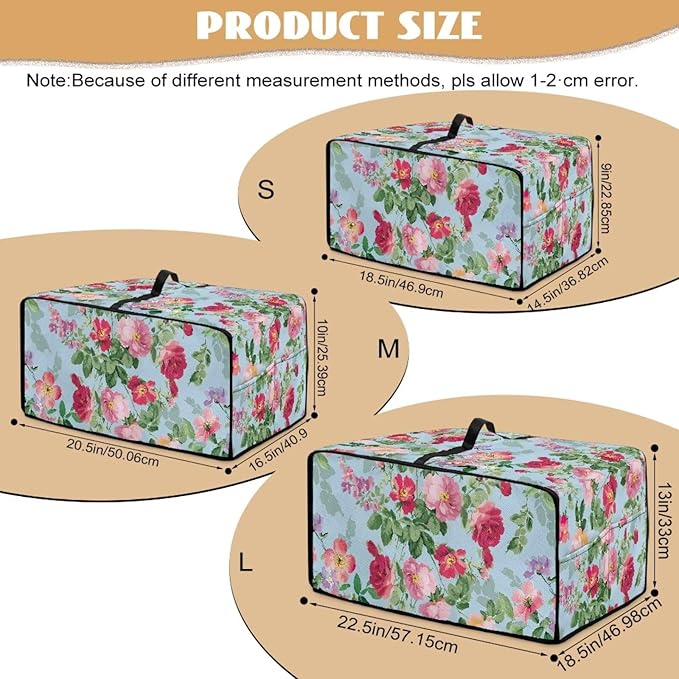 Doojoayie Pink Flower Toaster Cover 8 Slice Blue Appliance Covers for Kitchen Counter 22.5x18.5x 13 Universal Fit Dustproof Protector as Kitchen Decor