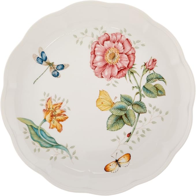 Lenox Dinnerware Set Butterfly Meadow 18-Piece Set Service For 6 White Porcelain Butterfly And Flower Designs Plates And Bowls Sets Dishwasher Safe Home &amp Kitchen (18 Pieces Assorted)