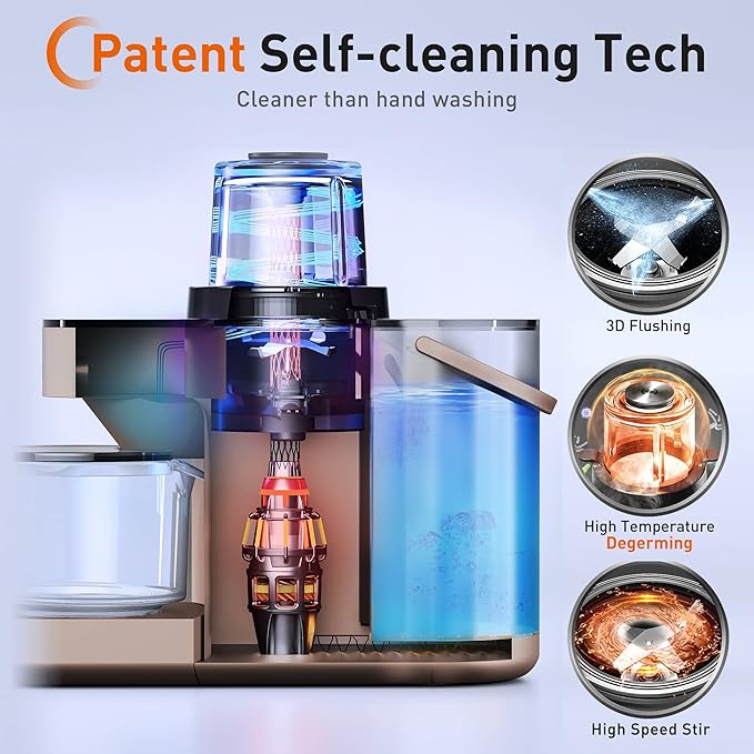 JOYOUNG Blender Fully Automatic Soy Milk Maker Glass Blender Cold and Hot with 8 Presets Self-cleaning Soup Maker Almond Milk Oat Milk Shakes and Smoothies Soy Milk. (Brown)