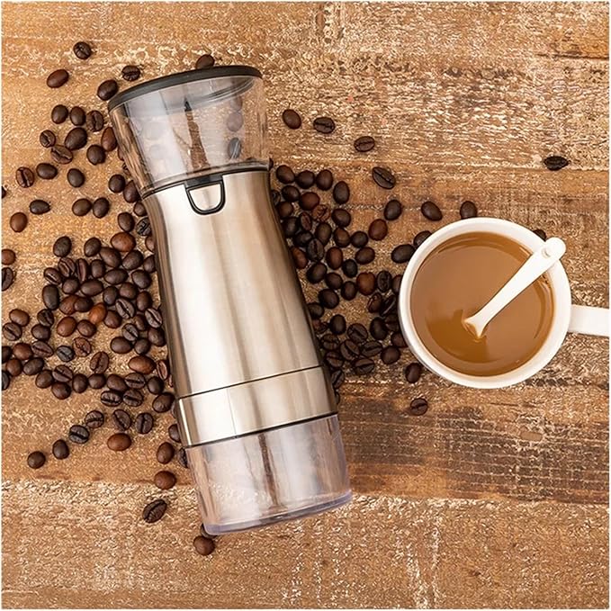 Portable Coffee Machine Portable Electric Coffee Grinder TYPE-C USB Charging Professional Stainless Steel Grinding Core Coffee Bean Grinderfor Outdoor Travel Picnic(Cream white)