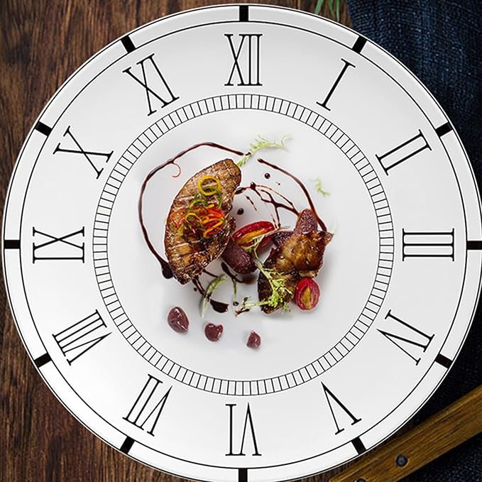 12 Piece Roman Clock Pattern Porcelain Dinnerware Set Luxury Dishes Set for 6 Dishwasher Safe Great for Party Wedding Housewarming and Hotel