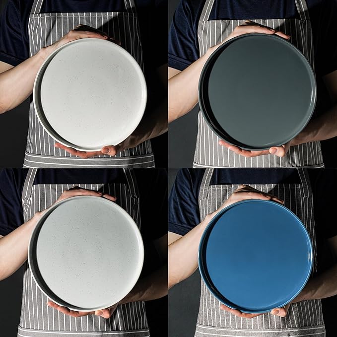 Kitchen Plates and Bowls Set Dinner Set for 4 Handpainted Dinner ware Sets Microwave Safe Plates and Bowls Sets Stone Plate Scratch Resistant (Galaxy Mist)