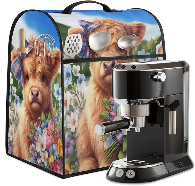 Kitchen Aid Mixer Cover Alpine Cattle Flower Stand Mixer Cover Compatible with 6-8 Quarts Stand Mixers Dust Covers with Zipper Pocket Foldable Washable Kitchen Aid Organizer Bag