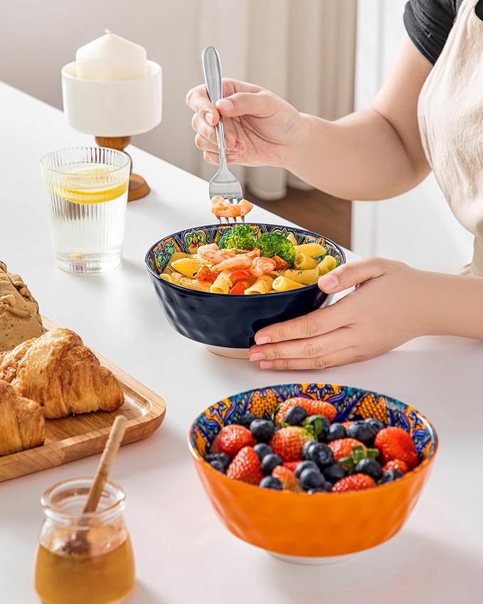 vancasso 12 Pieces Dinnerware Sets Bundles 26oz Cereal Bowls Set of 6