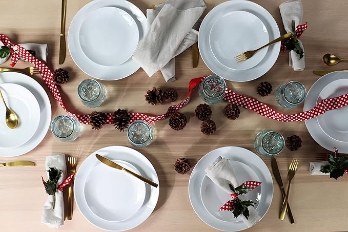 Euro Ceramica Bianco Collection 18 Piece Dinnerware Set - Multipurpose Functional Essential White Dinnerware Set Service for 6 (White Dinner Plates Salad Plates Bowls) Standard (BNC-86-18000)