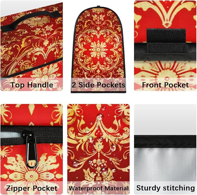 cfpolar Kitchen Aid Mixer Cover Compatible with 6-8 Quarts Mandala Red Flower Boho Stand Mixer Cover Kitchen Aid Mixers Accessories Appliance Organizer Bag Dust Covers with Zipper Pocket