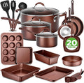 NutriChef Nonstick Cookware Set 20-Piece Premium Kitchen Cookware Set with Pots Pans Bakeware &amp Utensils Non Stick Pots and Pans Compatible with Gas Electric Ceramic &amp Induction Cooktops