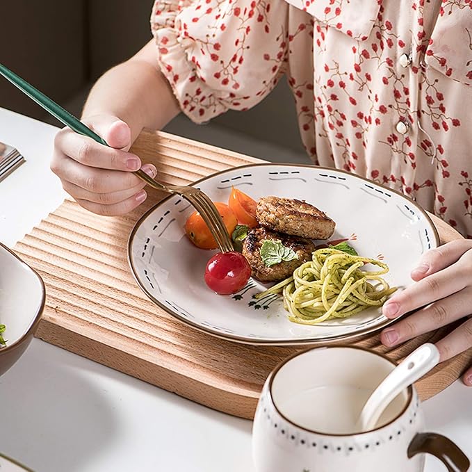 Ceramics Dinner Sets 20 Pieces D Drawn Vegetable Pattern Porcelain Dinnerware Set | Mug Cereal Bowl And Steak Plate For Special Restaurant