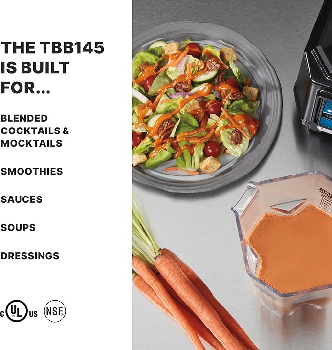 Waring Commercial TBB145 TORQ 2 Horsepower Blender 2 Speed Toggle Switch Controls with 48 oz. BPA Free Container 120V 5-15 Phase Plug 9 x 15.75 x 11.5 inches Multicolor