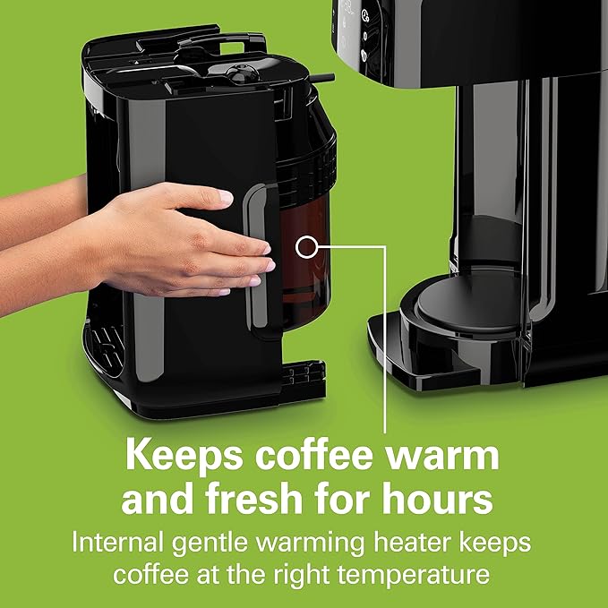 Hamilton Beach One Press Programmable Dispensing Drip Coffee Maker with 12 Cup Internal Brew Pot Removable Water Reservoir Black Next Gen (47600)