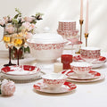 Fine Bone China Dinnerware SetPorcelain&ampCeramic Dinnerware Sets Bone Stoneware&ampCeramic Cookware Tableware Set Includes Dinner Plates|Spoons|Pasta Bowls|Soup Pot|Chopsticks (40 PCS)