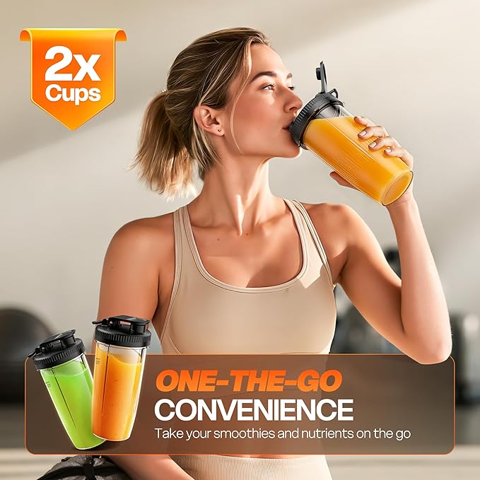 Blender for Smoothies Portable Personal Blender for Shakes and Smoothies for Kitchen with 2 * 24oz Portable Cups and Extra Lid Smoothie Maker Machine for Juices Baby Food Nutritious Recipe