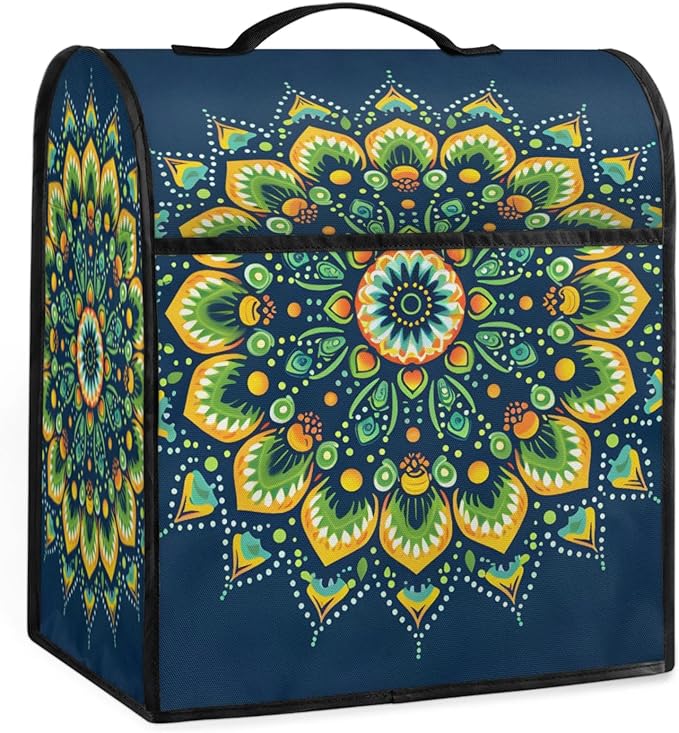 cfpolar Kitchen Aid Mixer Cover Compatible with 6-8 Quarts Ethnic Teal Mandala Green Stand Mixer Cover Kitchen Aid Mixers Accessories Appliance Organizer Bag Dust Covers with Zipper Pocket