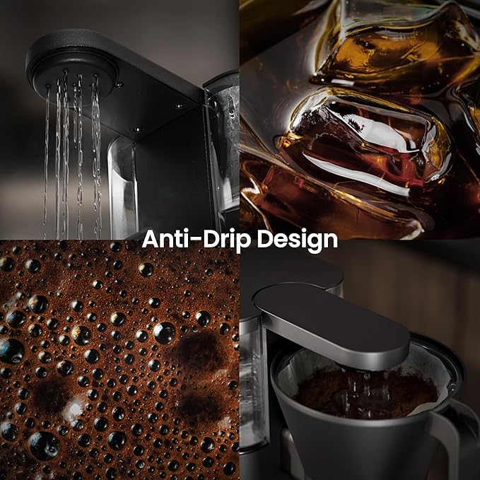 Kismile SCA-Certified 8 Cup Drip Coffee Maker Pour Over Coffee Machine with 3s Instant Heat 197–205℉ Adjustable Flow Control Removable Water Tank Deep Cold Brew &amp 40 Min Keep Warm (Light Grey)