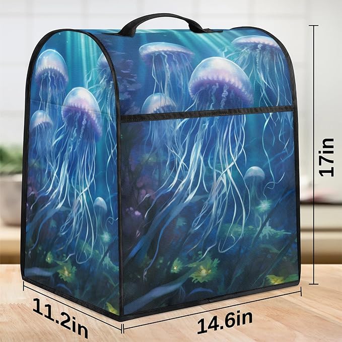 cfpolar Kitchen Aid Mixer Cover Compatible with 6-8 Quarts Blue Jellyfish Ocean Stand Mixer Cover Kitchen Aid Mixers Accessories Appliance Organizer Bag Dust Covers with Zipper Pocket