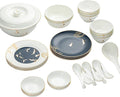 30 Pcs Fine Bone China Dinnerware SetPorcelain&ampCeramic Dinnerware SetsBone Stoneware &amp Ceramic Cookware Tableware Set Includes Dinner Plates|Spoons|Pasta Bowls|Soup Pot|Chopsticks