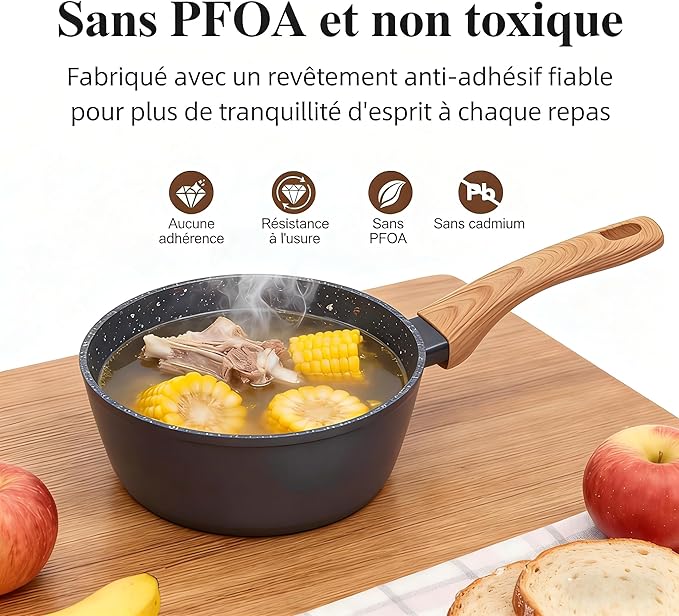 3-Piece Nonstick Cookware Set 10.25 Inch Frying Pan &amp 2 Pots with Lids | PFAS &amp PFOA Free Non-Toxic Coating | Induction Compatible Dishwasher Safe | Pots and Pans Set for Beginner Kitchen