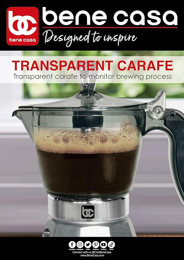 Bene Casa Silver Portable Electric Espresso Maker/Cafetera 1-3 Cups/Shots (1 SILVER)