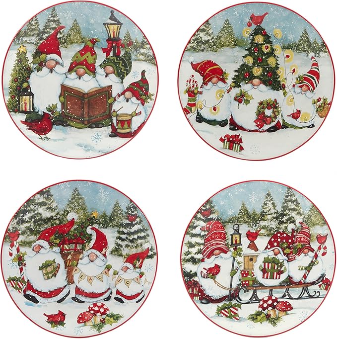 Certified International Christmas Gnomes 16 Piece Dinnerware Set Service for 4