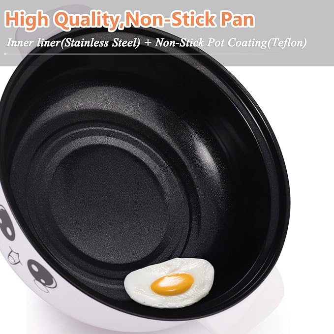 Electric Skillet 4-in-1 Multifunctional Electric Cooker Skillet Grill Pot for Cooking Rice Hotpot Soup Steam Eggs Fried Noodles Small Kitchen Cooker Non-Stick (3.6L with Steamer)