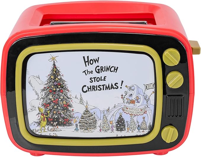 Uncanny Brands Dr. Seuss How the Grinch TV Toaster 2-Slice Holiday Breakfast Gift Grinch Face Toast Design