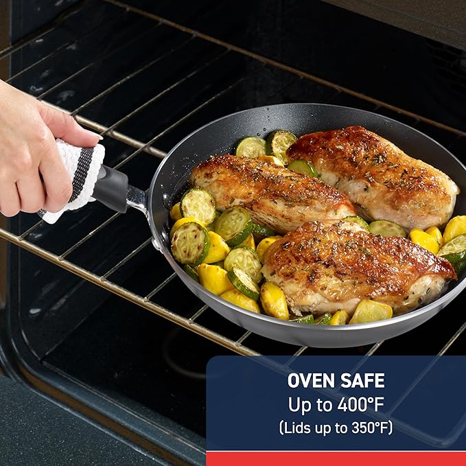 T-Fal Experience Nonstick Fry Pan 12.5 Inch Induction Oven Broiler Safe 400F Non Stick Frying Pan Skillet Kitchen Egg Pan Omelet Pan Cookware Pots and Pans Home Dishwasher Safe Black