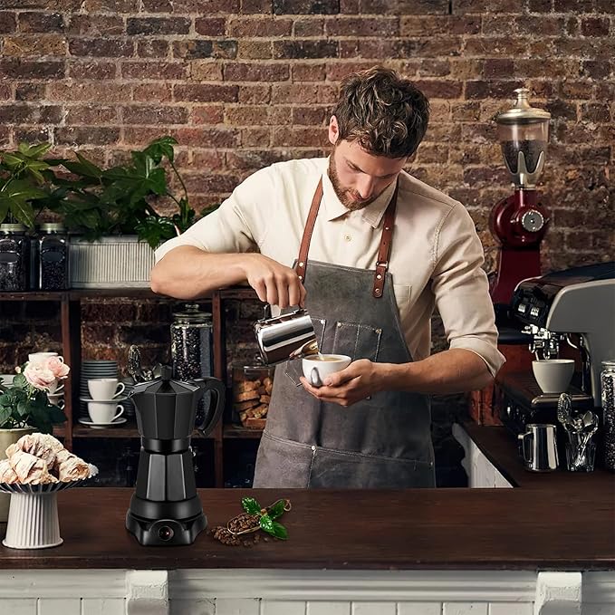 SHANGSKY Coffee Pot Electric Moka Pot 6 Cup Espresso Coffee Maker Cafeteras Electricas Italian Coffee Maker Espresso Makers Portable Aluminum Electric Mocha Pot Coffee Machine Moka Maker