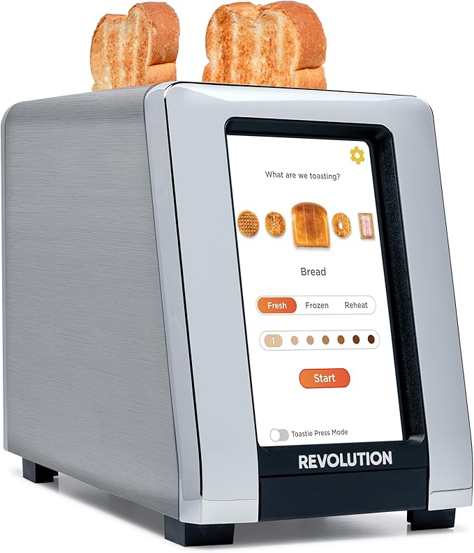 Revolution R180 Connect Touchscreen Smart Toaster with High-Speed InstaGLO Technology – Choose from 6 Bread Types 7 Browning Levels &amp Toastie Press Mode (Stainless Steel 2-Slice)