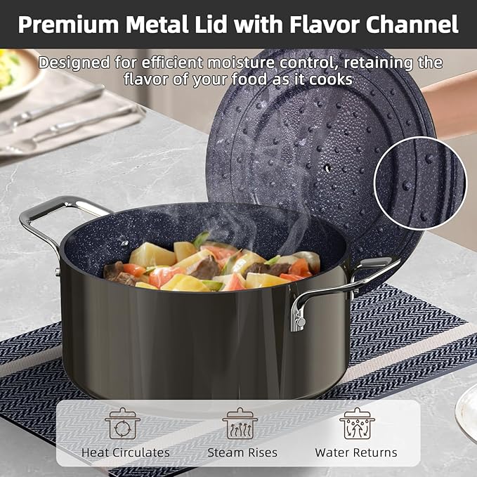 Nuwave Lux 13pc Forged Lightweight Cookware Set PFAS Free Healthy G10 Duralon Ceramic Coating Ultra Non-Stick Stay-Cool Handles Works on All Cooktops &amp Induction Ready