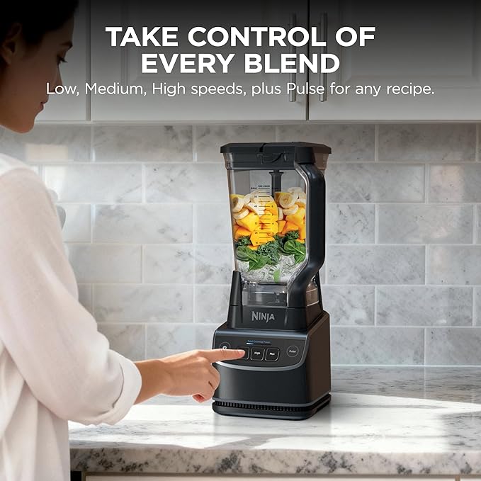 Ninja UltraCrush Professional Blender | 1000W XL 72-oz.* Pitcher | Total Crushing Technology | 3 Manual Speeds for Ice Crushing Smoothies Sauces &amp More | Full-Size Blender | Black | BP201