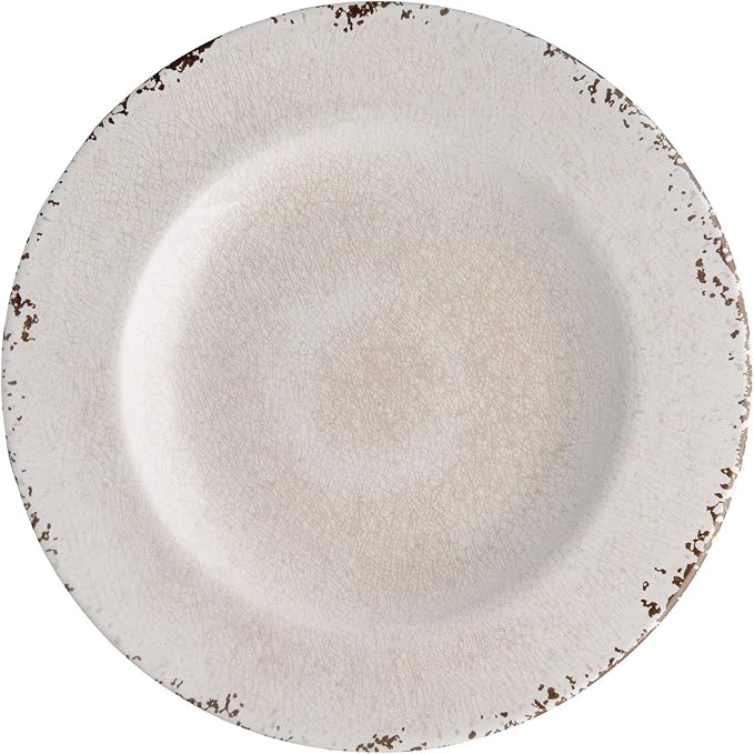 UPware 12 Piece Crackle Melamine Dinnerware Sets Outdoor Dishes Set Plates and Bowls Sets Service for 4 Cream