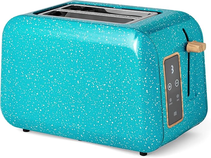 Dual slot Digital Toaster with Digital Display touch-activated display has three functions Teal Speckle it