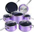 Nuwave Healthy Duralon Blue Ceramic Nonstick Cookware Set Diamond Infused Scratch-Resistant PFAS Free Dishwasher &amp Oven Safe Induction Ready &amp Evenly Heats Tempered Glass Lids &amp Stay-