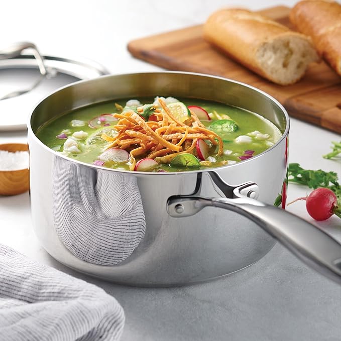 Tramontina Signature Tri-Ply Clad Stainless Steel 13-Piece Cookware Set with Lids Pots and Pans Kitchen Set Induction-Ready Dishwasher-Safe NSF-Certified