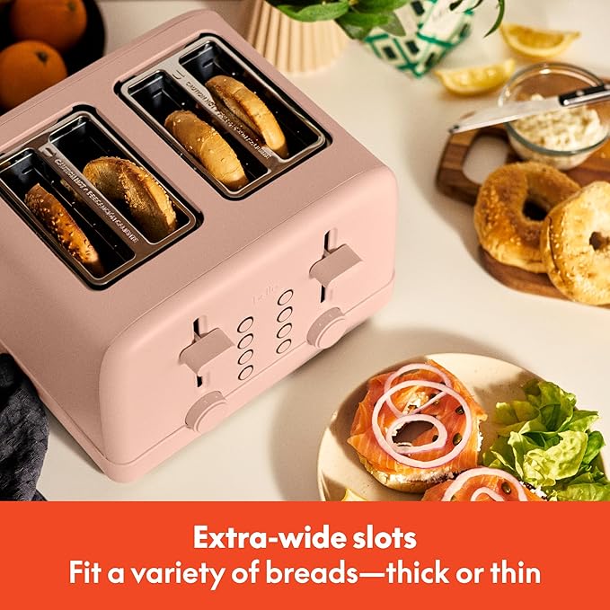 bella 4 Slice Toaster 6 Setting Shade Control with Reheat &amp Cancel Buttons Removable Crumb Tray Anti Jam &amp Auto Shutoff 900 Watt Blossom