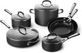 Calphalon 10-Piece Non-Stick Kitchen Cookware Set Black Pots &amp Pans with Stay-Cool Stainless Steel Handles Hard-Anodized Aluminum for Even Heating
