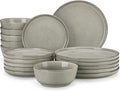 vancasso ANYA 18 Pieces Plates and Bowls Set Stone Grey Dinnerware Sets Reactive Glaze Dishes Set for 6 Ceramic Dishware Sets Kitchen Dinner Set Microwave &amp Dishwasher Safe