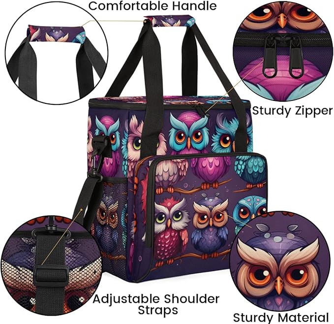 Owls Branch Travel Coffee Maker Carrying Bag Large Organizer Storage Tote Bag Insulated Reusable Cooler Grocery Bags