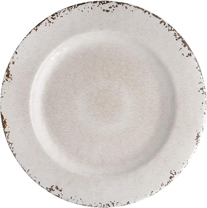 UPware 12 Piece Crackle Melamine Dinnerware Sets Outdoor Dishes Set Plates and Bowls Sets Service for 4 Cream