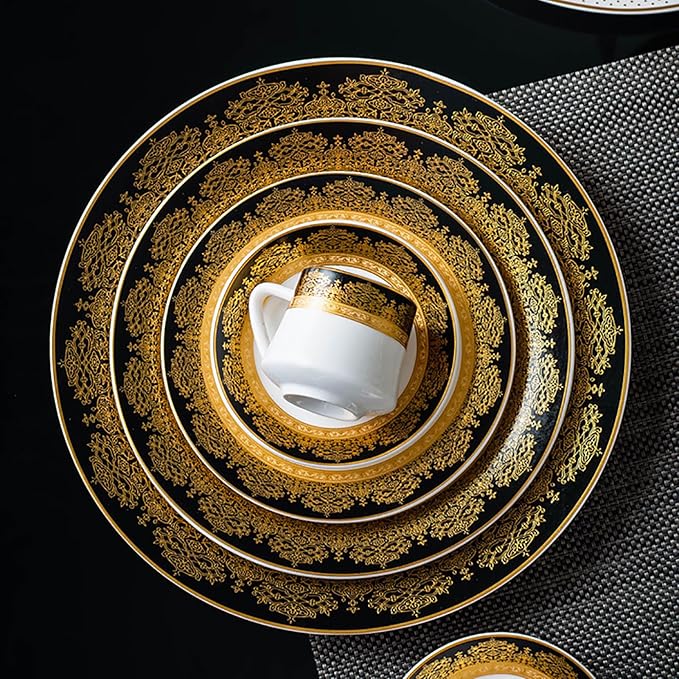 tableware set bone china dinnerware set 24-piece dinnerware set for 6 dinner plate set round plates cups and plates sets for kitchen dishwasher safe round plates dinnerware sets